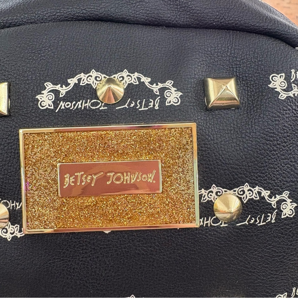 Betsey Johnson Studded Black And Gold Mini Backpack - Picture 2 of 10